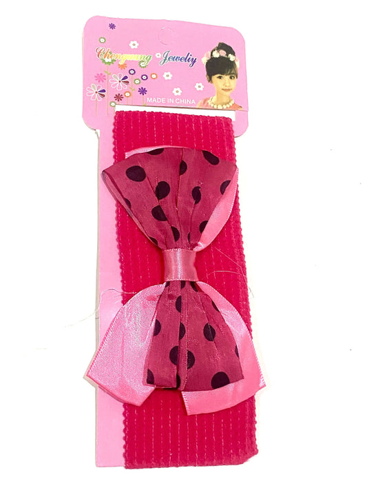 Girls Elastic Hair Band with Ribbon - Pink La Mimz Beauty & Fashion Store