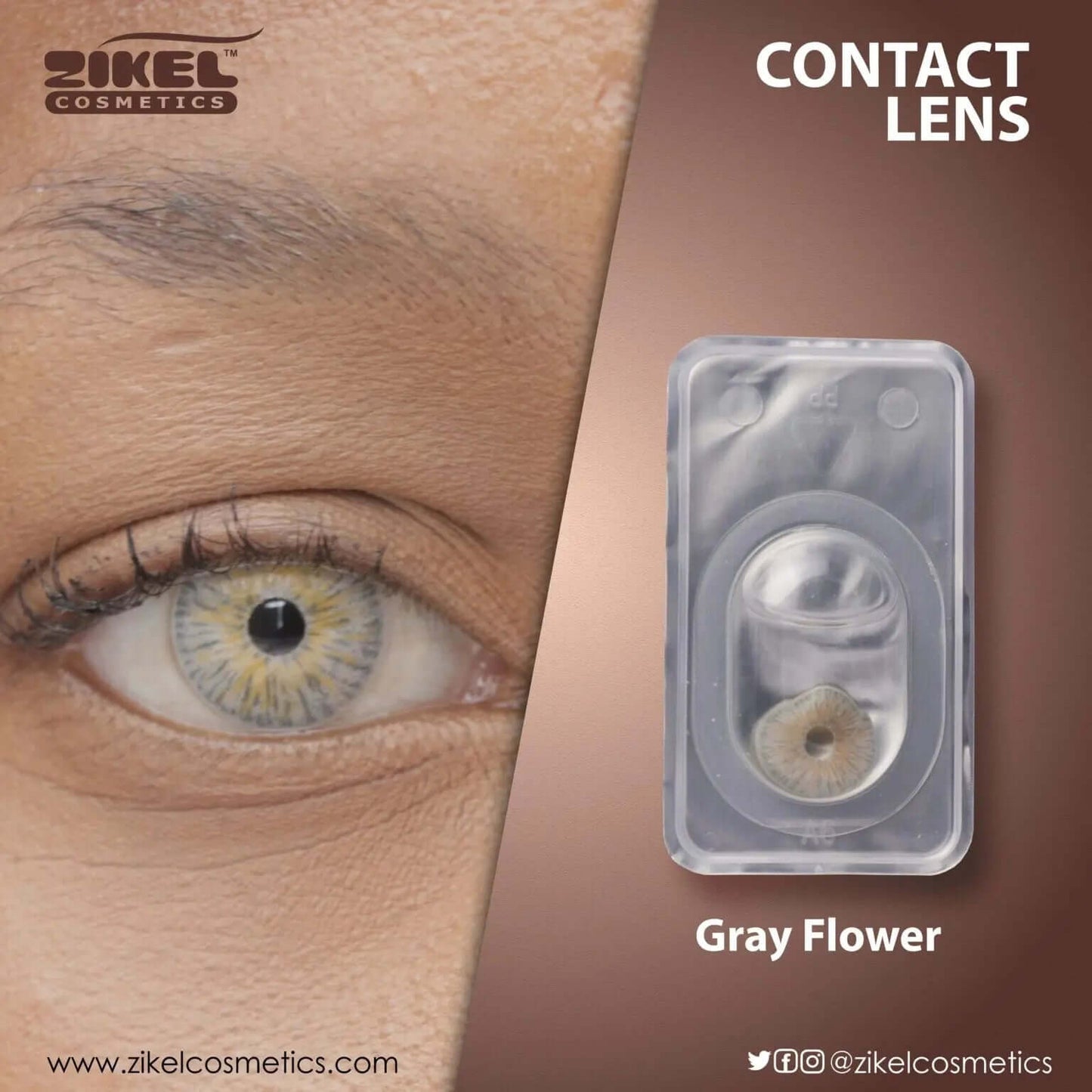 ZIKEL CONTACT LENS - GRAY FLOWER La Mimz Beauty & Fashion Store