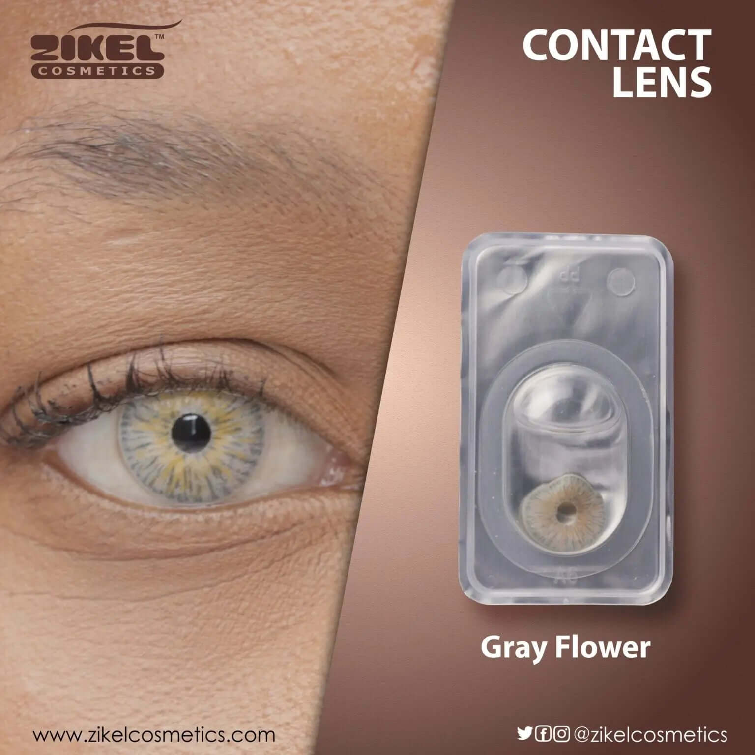 ZIKEL CONTACT LENS - GRAY FLOWER La Mimz Beauty & Fashion Store