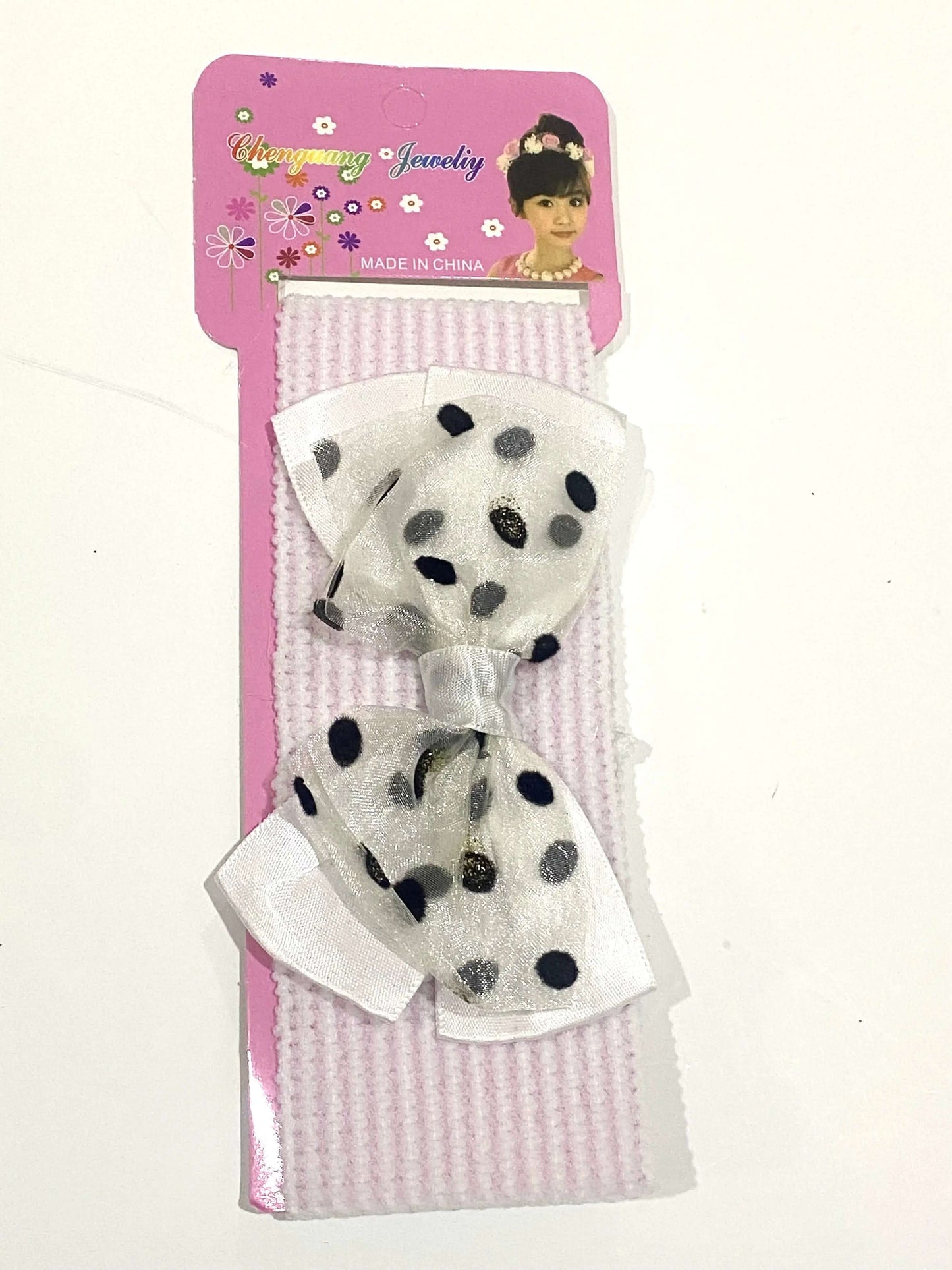 Girls Elastic Hair Band with Ribbon -White La Mimz Beauty & Fashion Store