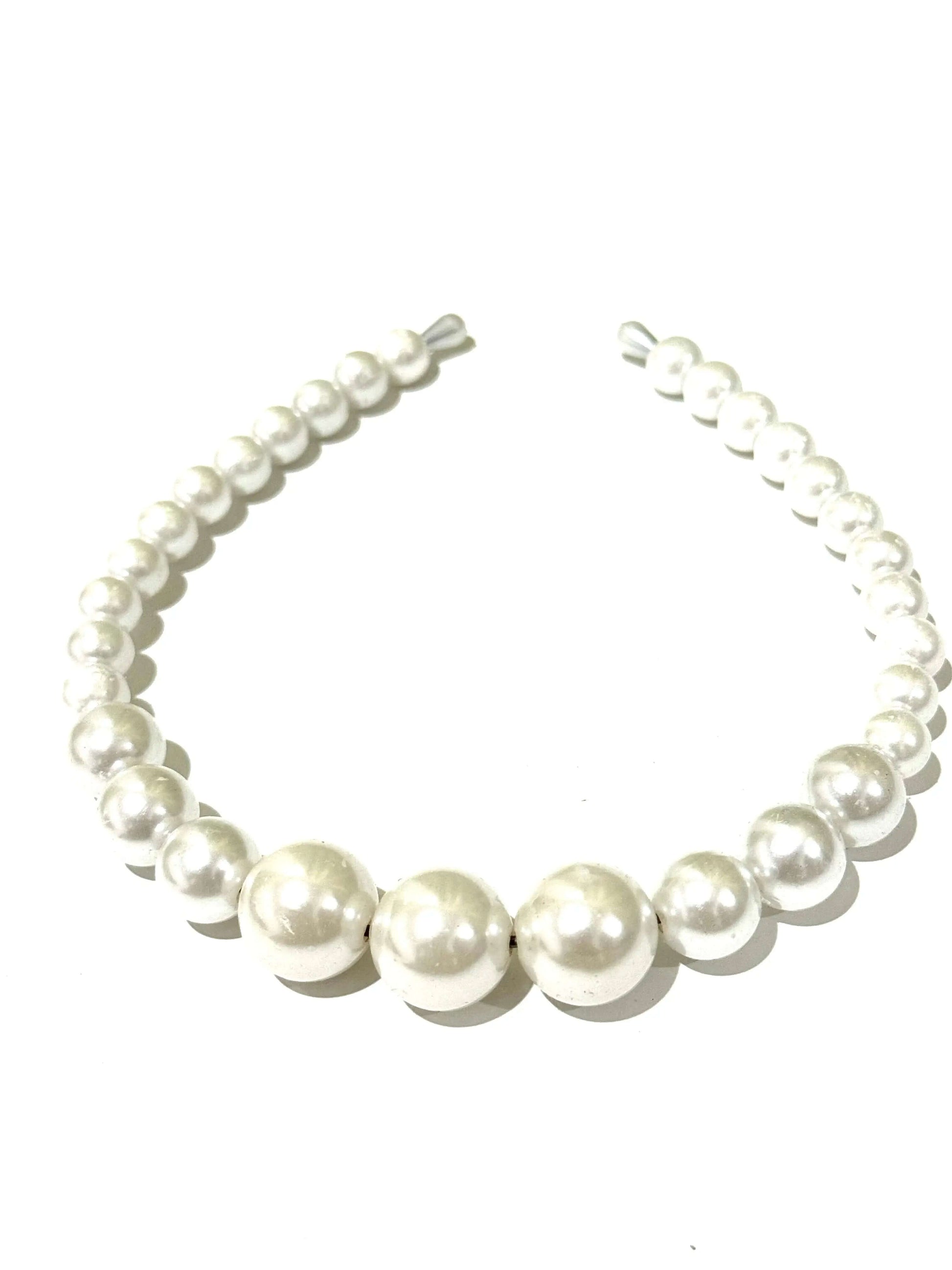 White Pearl Beaded Hair/Alice Band La Mimz Beauty & Fashion Store