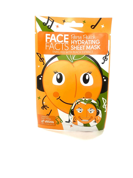 Face Facts Party Peach Printed Sheet Face Mask La Mimz Beauty & Fashion Store