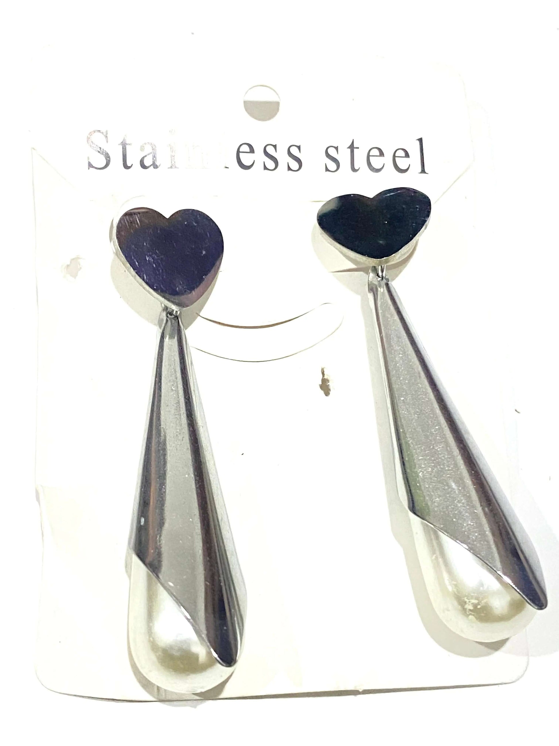 Long Silver and Pear Earrings La Mimz Beauty & Fashion Store