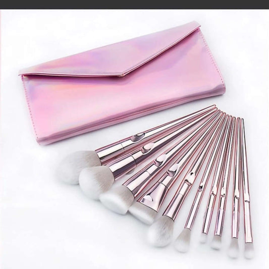 10 Piece Brush Set in Pink Purse - La Mimz Beauty & Fashion Store