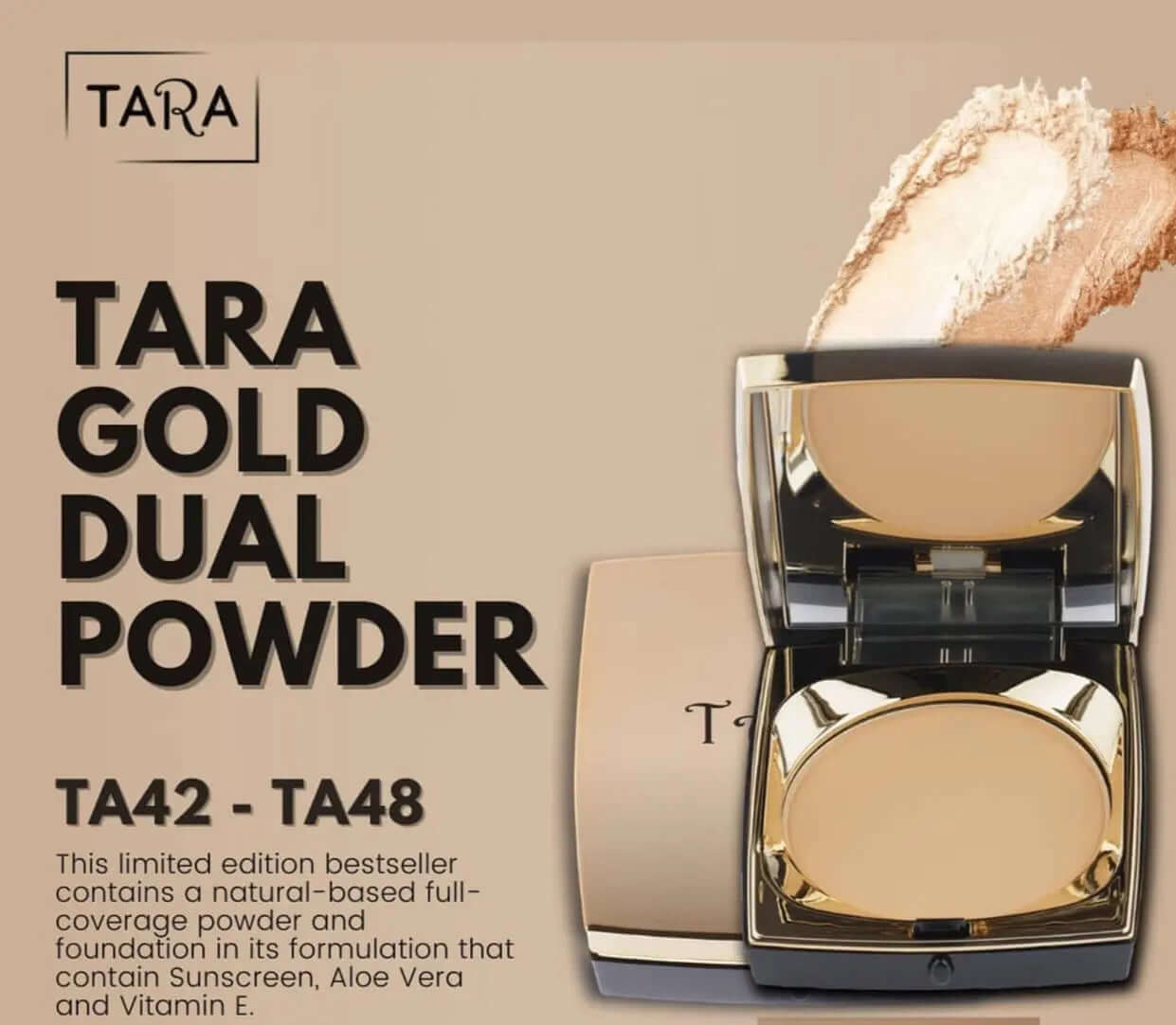 Tara Gold Dual Powder +Foundation - La Mimz Beauty & Fashion Store