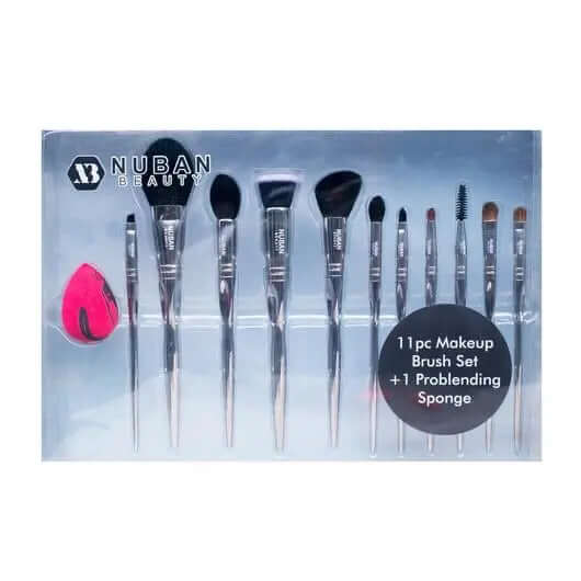 Nuban 11pc Makeup Brush and Pro Blending Sponge Set - La Mimz Beauty & Fashion Store