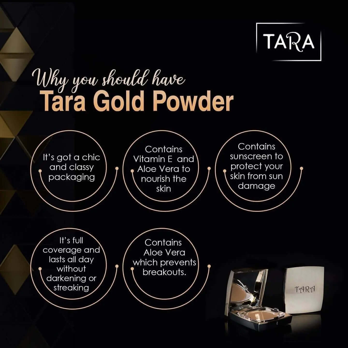 Tara Gold Dual Powder +Foundation - La Mimz Beauty & Fashion Store